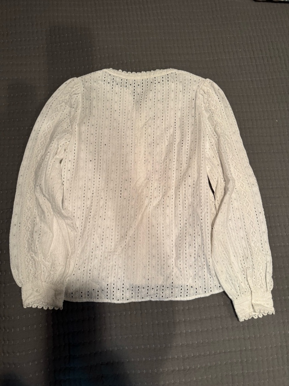 Sezane White Eyelet Lace Embroidered Button-Front Blouse size 36 - Picture 8 of 8